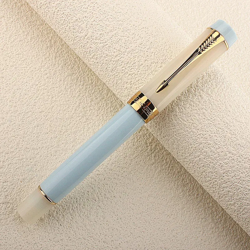 Color: Light Grey, Nib Size: EF - JINHAO 100 Centennial Fountain Pen Resin Gold Clip Nib EF F M Students Pens Business Stationery School Office Supplies PK 9019