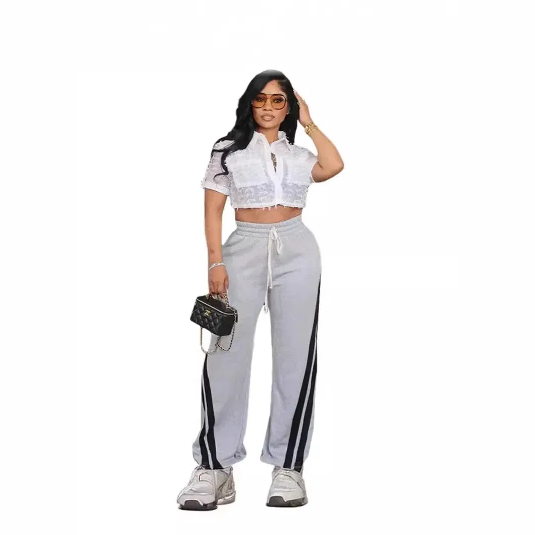 Color: Red, Size: S - Women Wide Leg Pant Long Pants High Elastic Waist Elegant Splice Pocket Simple Casual Loose Straight Trousers Lace Up Streetwear