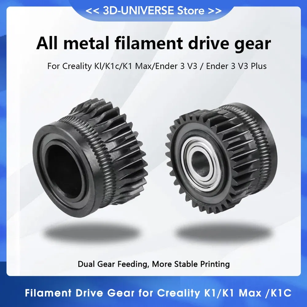 Color: Red - 2pcs/lot CR K1C K1 Gear All Metal Filament Drive Gear for Creality K1 Max Extruder Nickel Plated DLC Coating High Hardness Wear