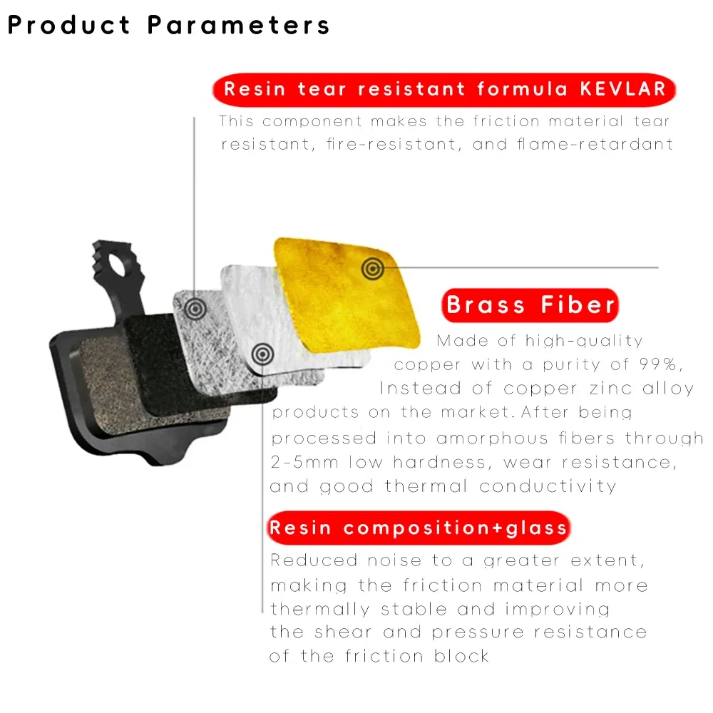 Color: Orange - VXM MTB Bike Cycling Hydraulic Disc Brake Pads Resin semi-metallic for SHIMANO AVID HAYES Magura Formula M8020 DB Bicycle Parts