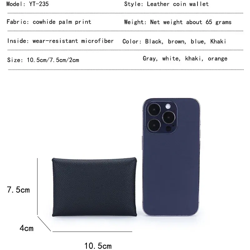 Color: black - Genuine Leather Coin Pouch Change Holder Mini Snap Pocket Wallet for Men Women Luxury Designer Credit Card Holder Coin Purses