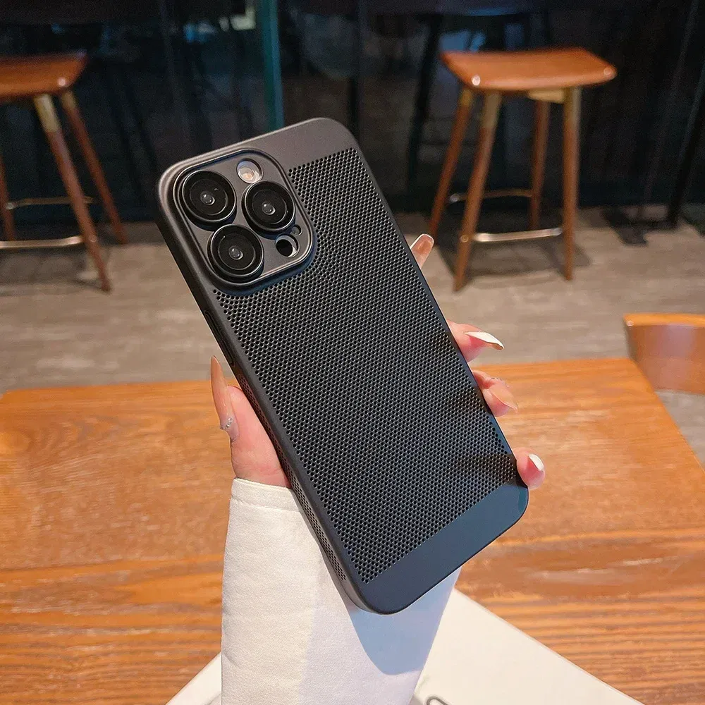 Color: pink, Compatible-Phone Models: For iPhone 14 Pro, Ships From: CHINA - Breathable Heat Dissipation Cooling Case For iPhone 16 Pro Max 15 14 13 12 11 PC Hard Back Cover