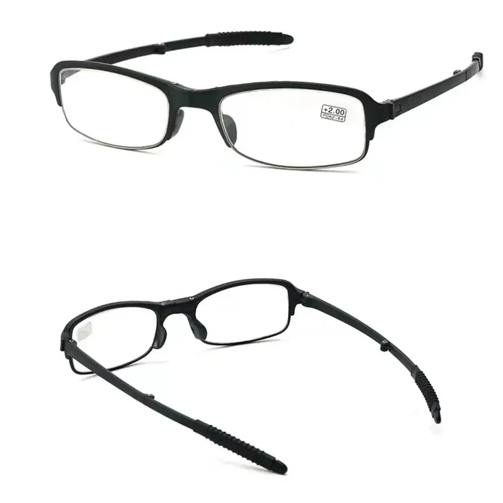 Frame Color: Black, Eye Prescription: +200 - Folding Reading Glasses Women's Presbyopia Glasses Ultra Light Fashionable Portable Anti Blue Light Men's TR90 Eyewears Glasses