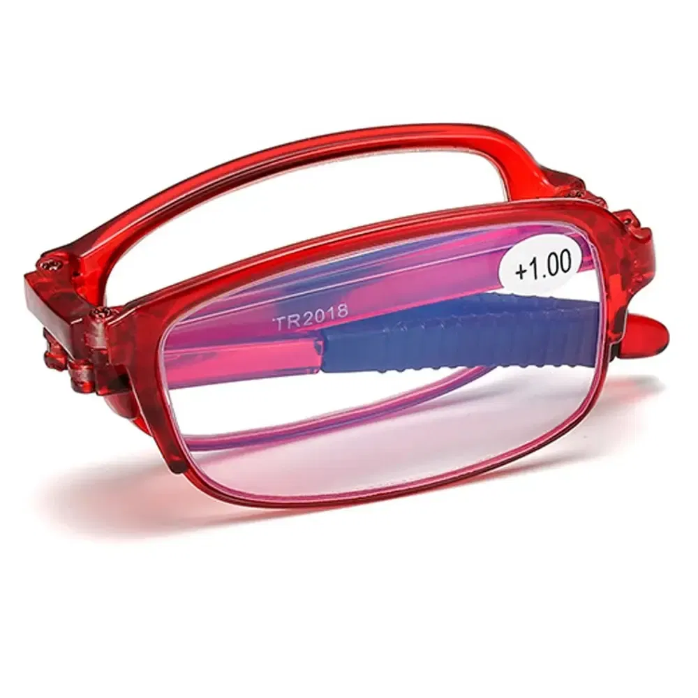 Frame Color: Black, Eye Prescription: +200 - Folding Reading Glasses Women's Presbyopia Glasses Ultra Light Fashionable Portable Anti Blue Light Men's TR90 Eyewears Glasses