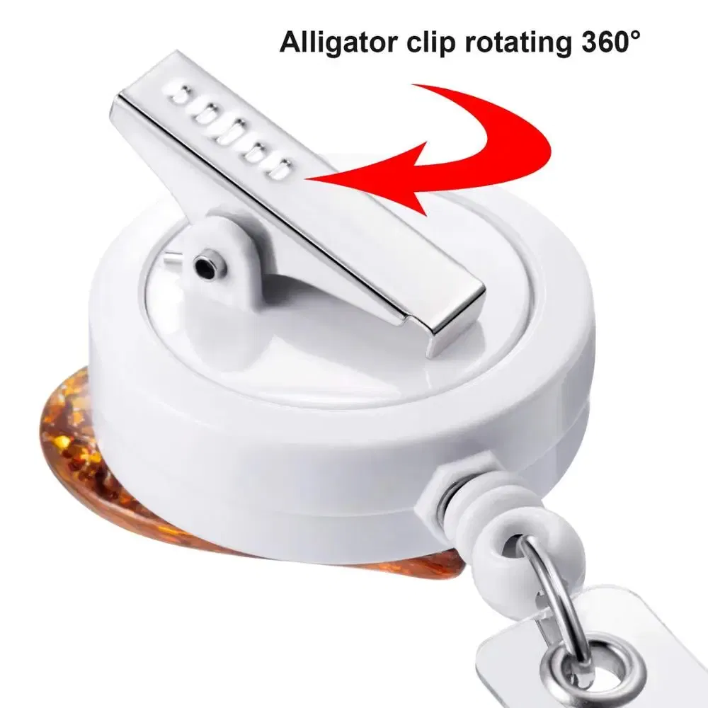 Color: Orange - idclip 10 Pcs Bling Love Heart Retractable Badge Holder Badge Clips for Nurse ID Badge Reel with Alligator Clip