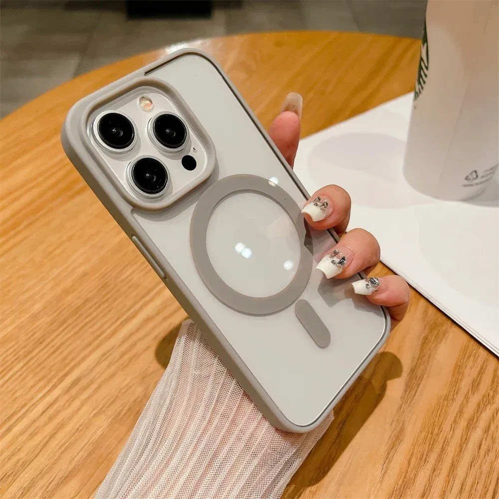 Color: Blue, Material: Microfiber - Luxury Shockproof Magsafe Wireless Charge Case for iPhone 17 Air 16 15 14 Plus 13 12 Mini 11 Pro Max Clear Magnetic Bumper Cover