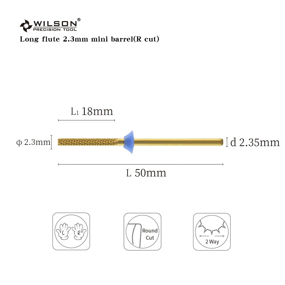 Color: Light Yellow, Ships From: CHINA - WILSON Long Flute 2.3mm Mini Barrel - R Rut -Tools Nails Cutters for manicure Drill Bits nails accessories remove hard gel