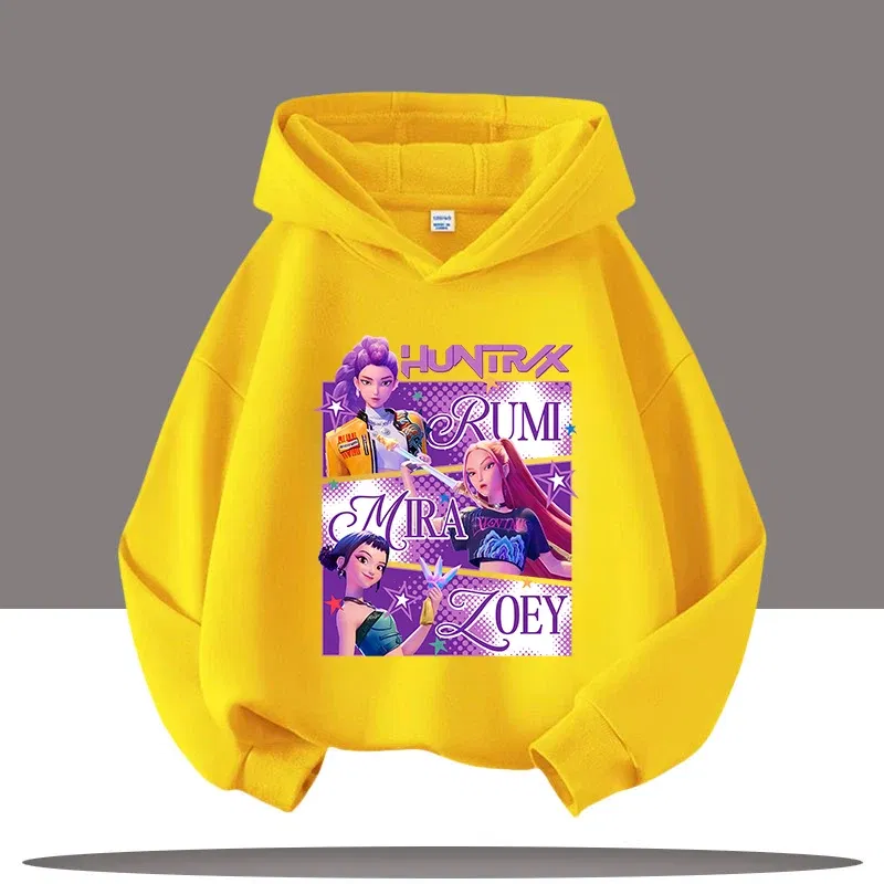 Color: PURPLE, Kid Size: 5 - Y2K KPop Demon Hunters Hoodies Teenage Girls Boys Rumi KPop Demon Hunters Hoody Autumn Casual Long Sleeve Children's Clothing