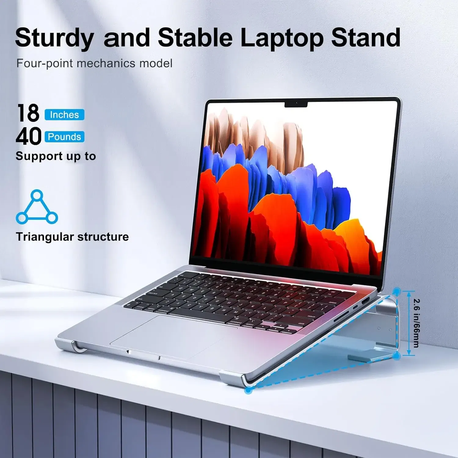 Color: black - Aluminum Laptop Cooling Stand Riser for Desk Macbook Pro Air Dell HP Lenovo Notebook Computer Holder Bracket Support Accessories
