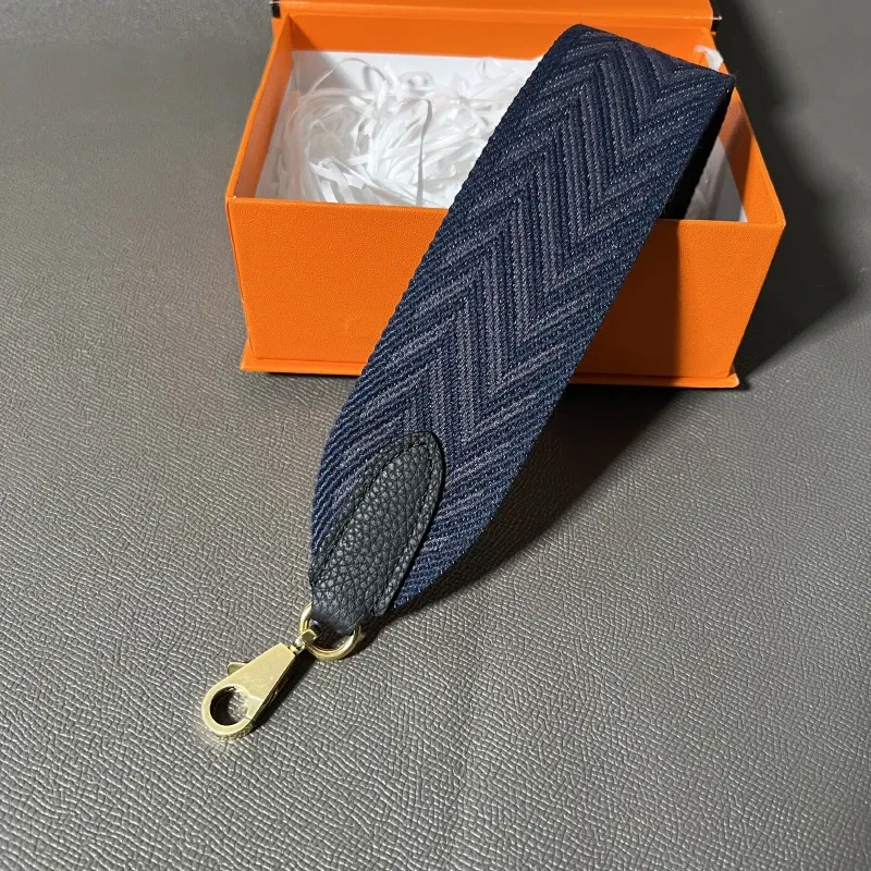 Color: Beige, Size: L - Hand-Sewn Leather Woven Canvas Shoulder Strap 5cm Wide Wax Line Herbag Evelyn Replacement Bag Accessory