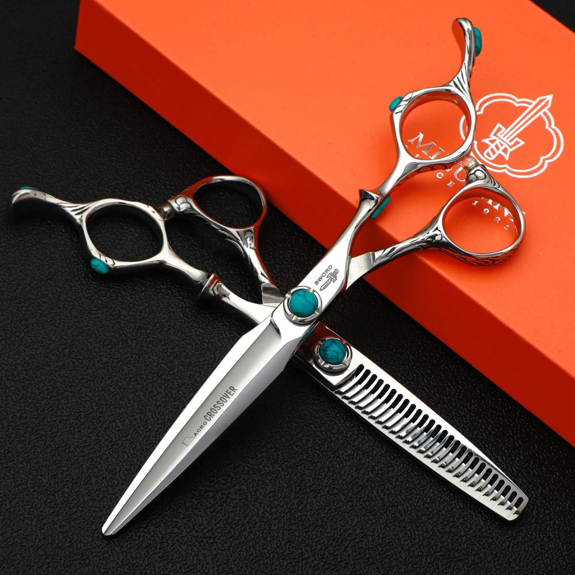 Color: Brown - MIZUTANI professional hairdressing scissors thinning shears 6-6.5-7 inch barber scissors VG10 steel Hair cutting machine