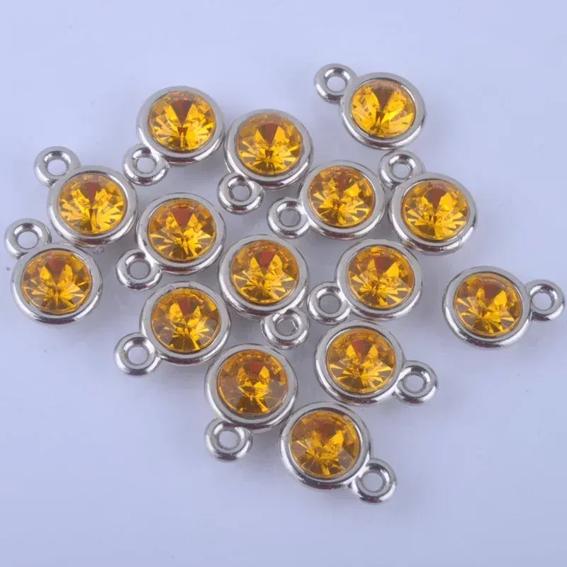 Metal color: Antique Copper Plated - 150pcs/lot mixed Birthstone charms 11mm Acrylic for DIY jewelry
