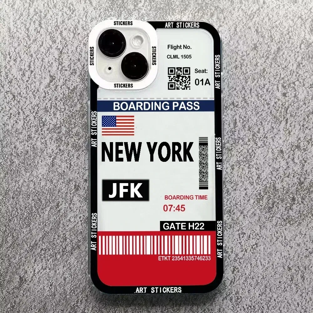 Color: Beige, Material: PU - World City Travel Ticket Label Phone Case For Samsung Galaxy S10 S20 S21 S22 S23 S24 FE Plus Ultra Note 20 New York Paris