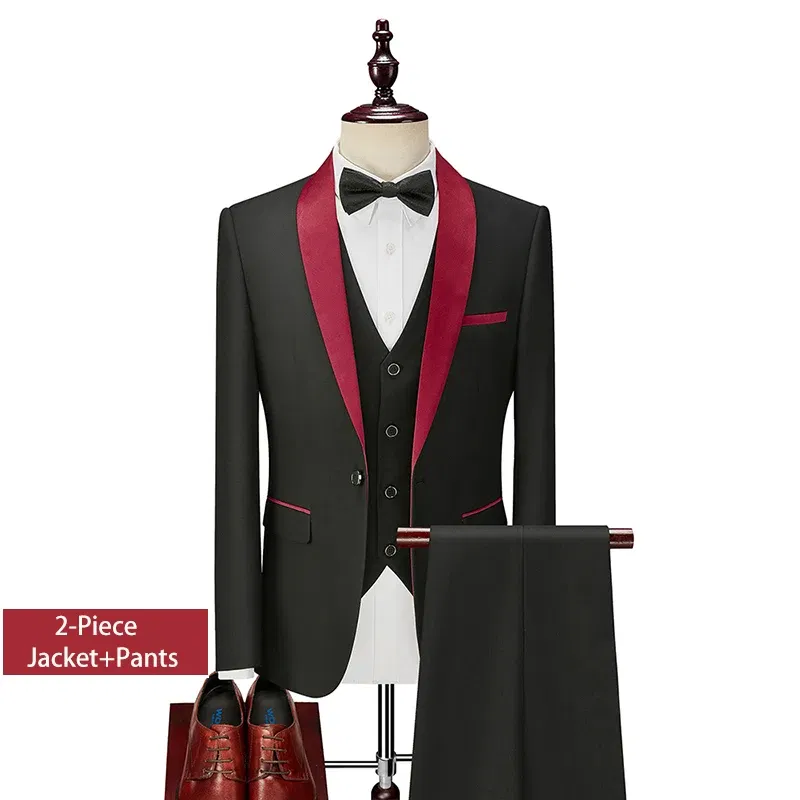 Color: Brown, Size: XXXL - Shenrun Men Tuxedo Slim Fit Fashion Suit Wedding Shawl Lapel 3 Pieces Skinny Single Breasted Jacket Party Prom Singer Costume