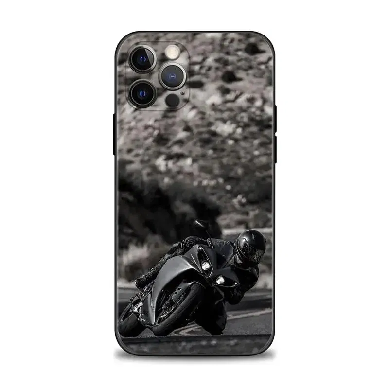 Color: GRAY, Material: Cotton - Moto Cross Motorcycle Sports Phone Case For iPhone 16 15 14 13 12 11 Pro Max XS X XR Plus Mini Luxury Black Soft Cover Funda