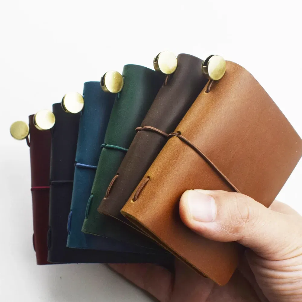 Color: Navy Blue - 1pc Leather Pocket Notebook 60 Blank Inner Pages Note Book for Sketching, Quoting, Notes & Journals