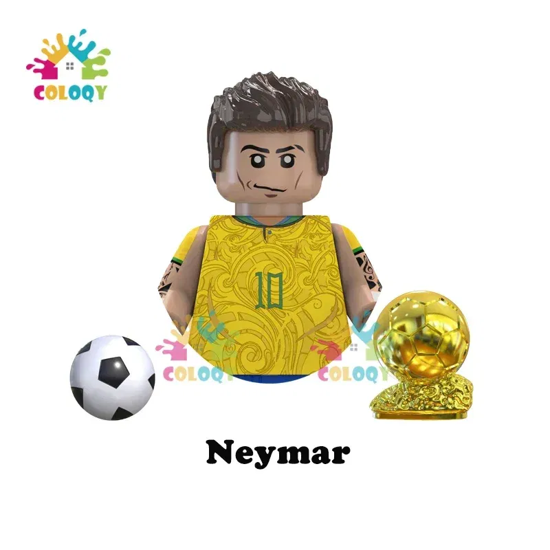 Color: Trans-black, Ships From: CHINA - Kids Toys World Famous Football Stars Building Blocks Sport Player Mini Action Figures Golden Cup Toys For Boys Christmas Gifts