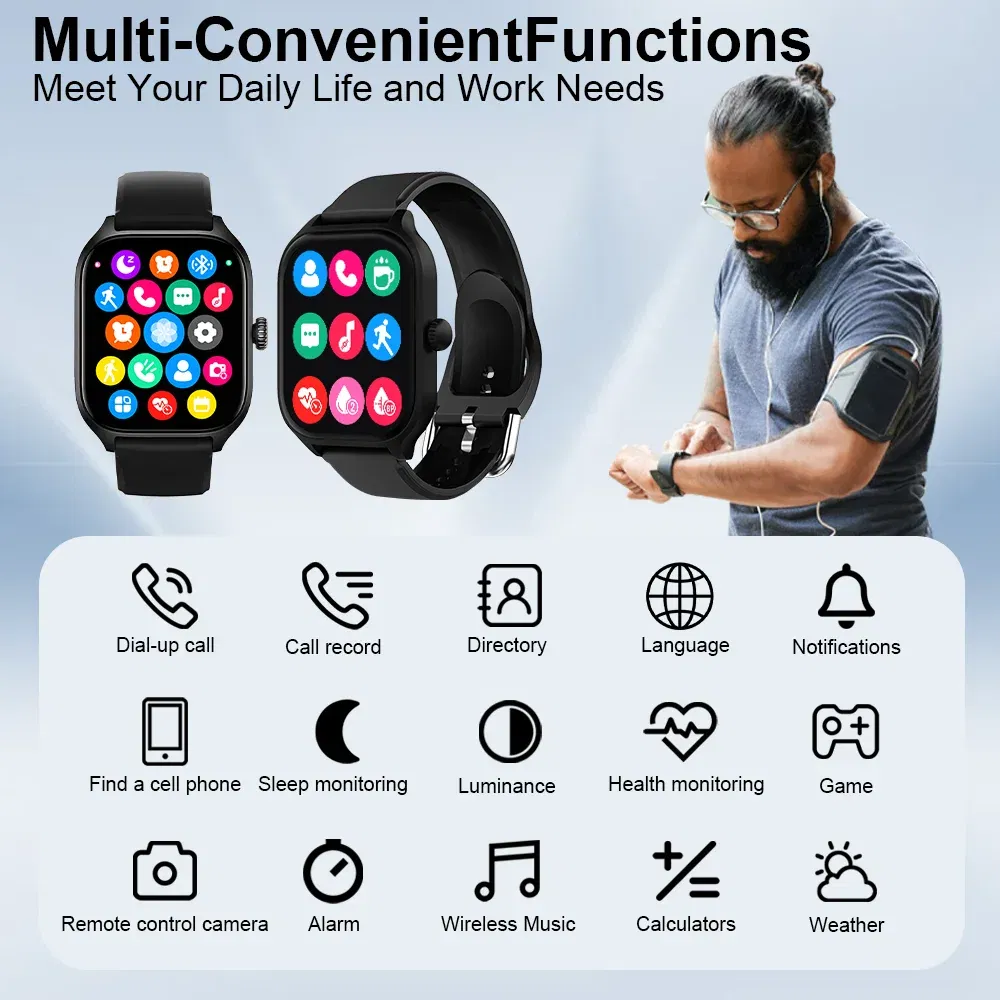 Color: black - LAXASFIT H9 Smartwatch Dial to Answer Calls Calorie Tracking Heart Rate Blood Oxygen Monitoring Bluetooth Smart Watch