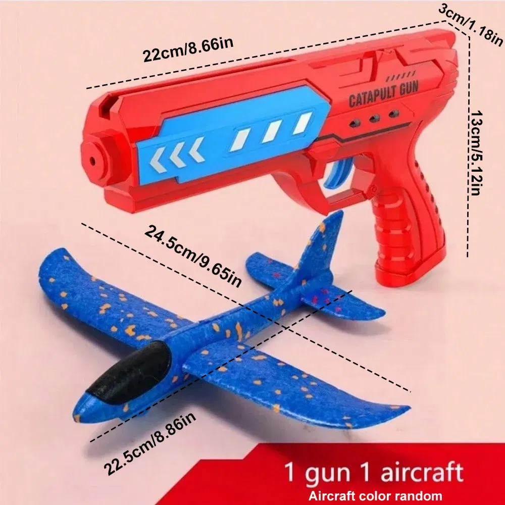 Color: DEEP BLUE - Airplane Launcher Toys Outdoor Sports Flying Toys Children's Foam Ejection Aircraft Toys Birthday Gifts for Boys Girls