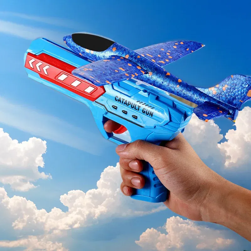 Color: DEEP BLUE - Airplane Launcher Toys Outdoor Sports Flying Toys Children's Foam Ejection Aircraft Toys Birthday Gifts for Boys Girls