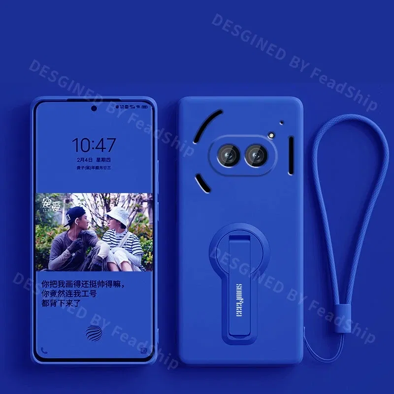 Color: Purple Pink, Material: ABS - Liquid Silicone Case For Nothing Phone 2A Plus 3A Soft Cover Shockproof Protective Phone Case with Holder Screen Film