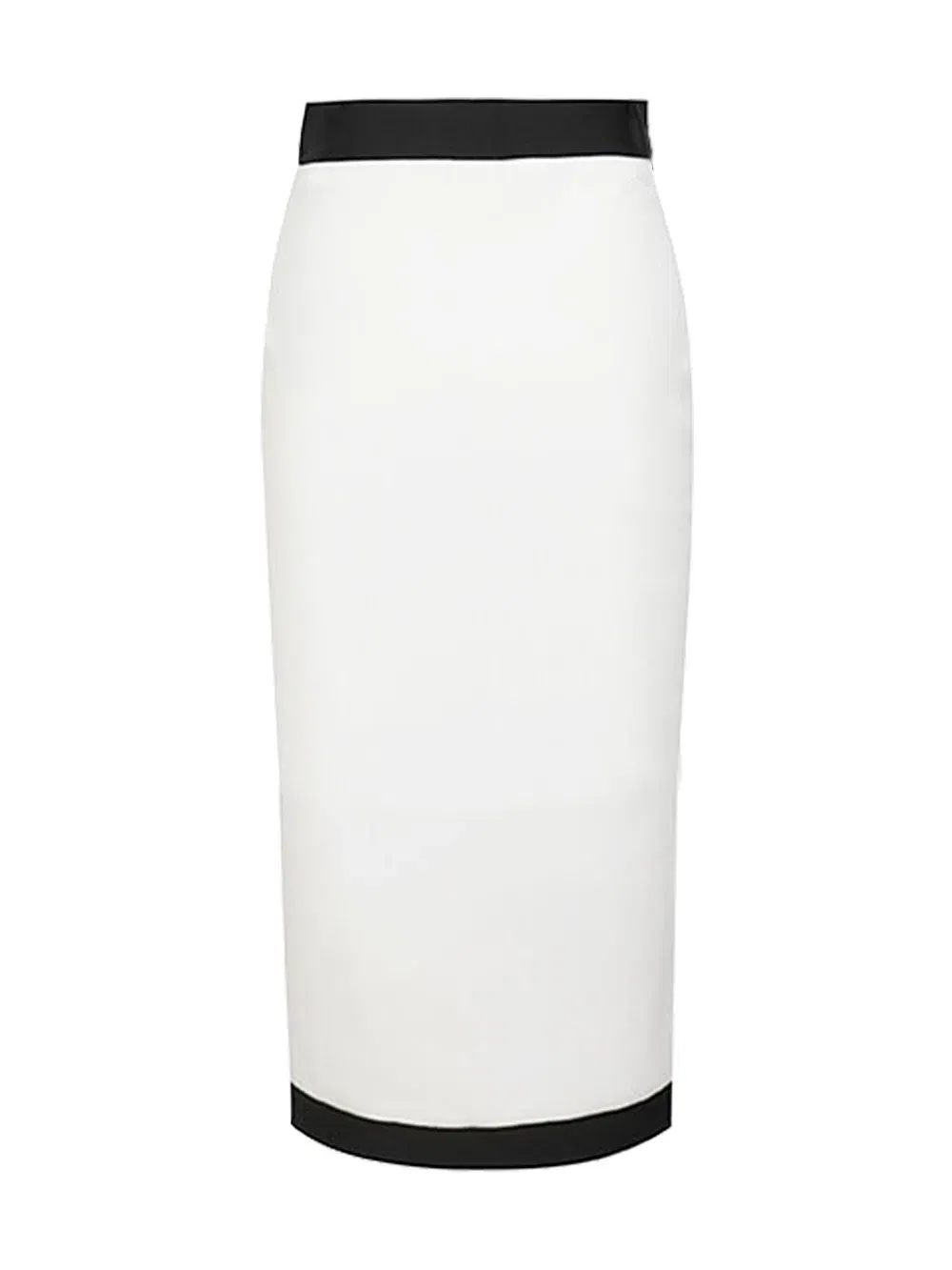 Color: WHITE, Size: XL - New Arrival Women Button Patchwork White Black Bodycon Bandage Skirt 2024 Designer High Waist Party Club Pencil Skirt 60cm