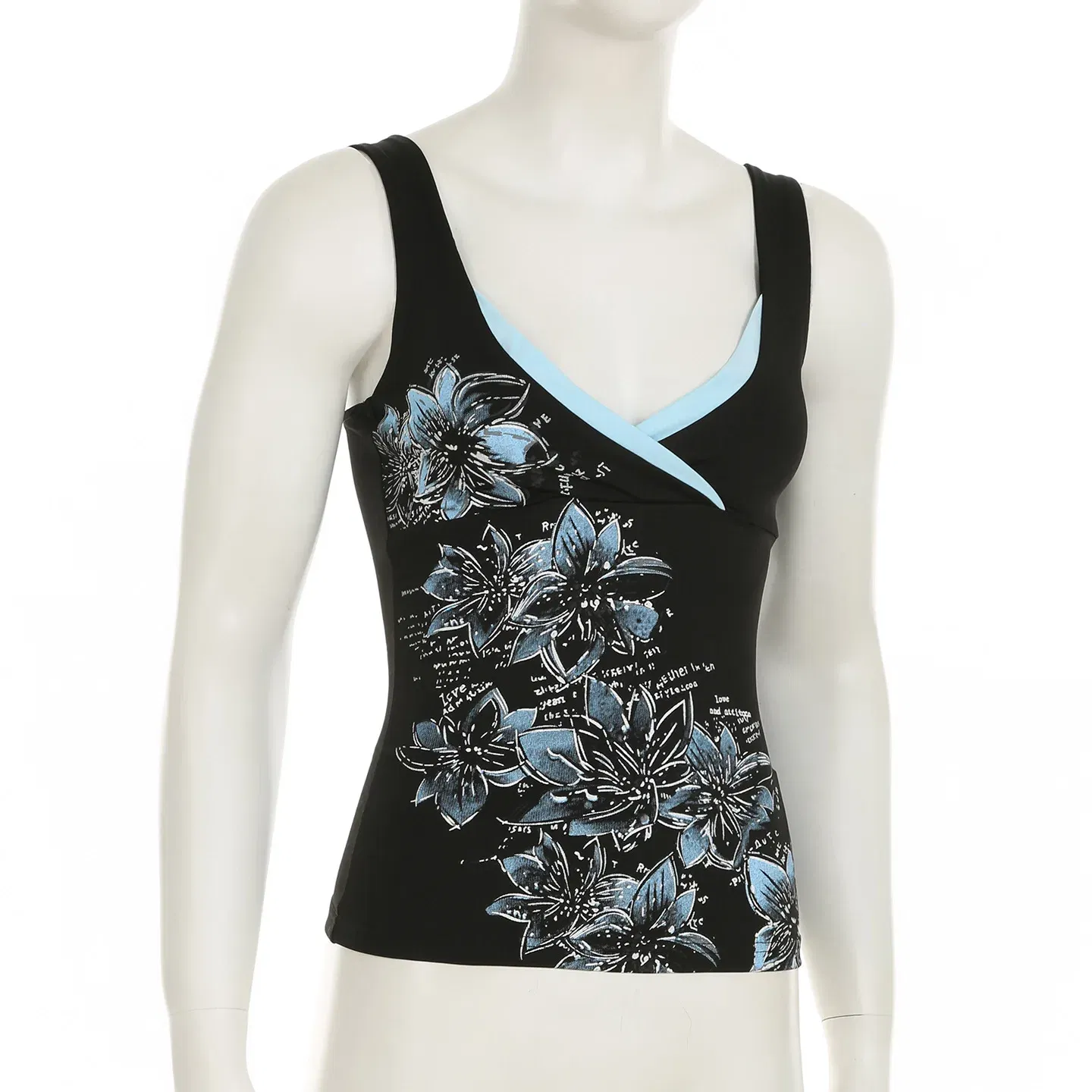 Color: black, Size: L - Y2K Printed V-Neck Vest Sexy Streetwear Slimming Top for Spicy Girl Trendy New Product