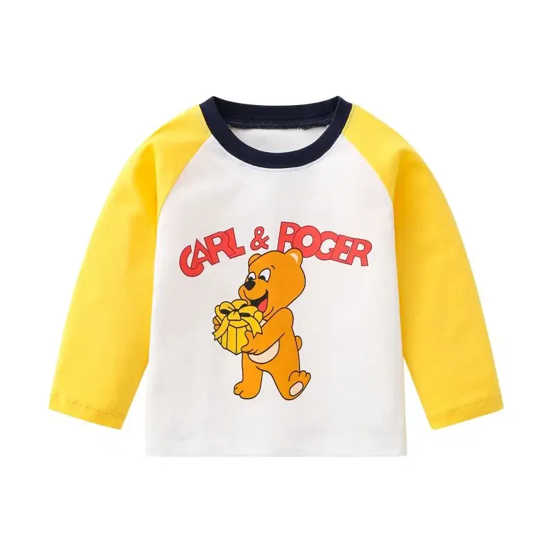 Color: Dark Grey, Kid Size: 24M - Children's long-sleeved T-shirt 2024 spring & fall new style small and medium-sized kidsren's baby round neck bottoming shirt