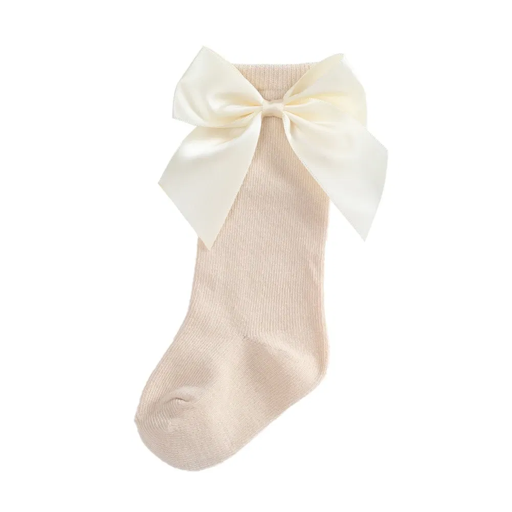 Color: Beige, Kid Size: 9M, Ships From: CHINA - Jlong Toddler Cotton Solid Color Crew Socks Baby Girls Bow Tie Socks Kids Girls Cute Princess Socks 0-3 Years