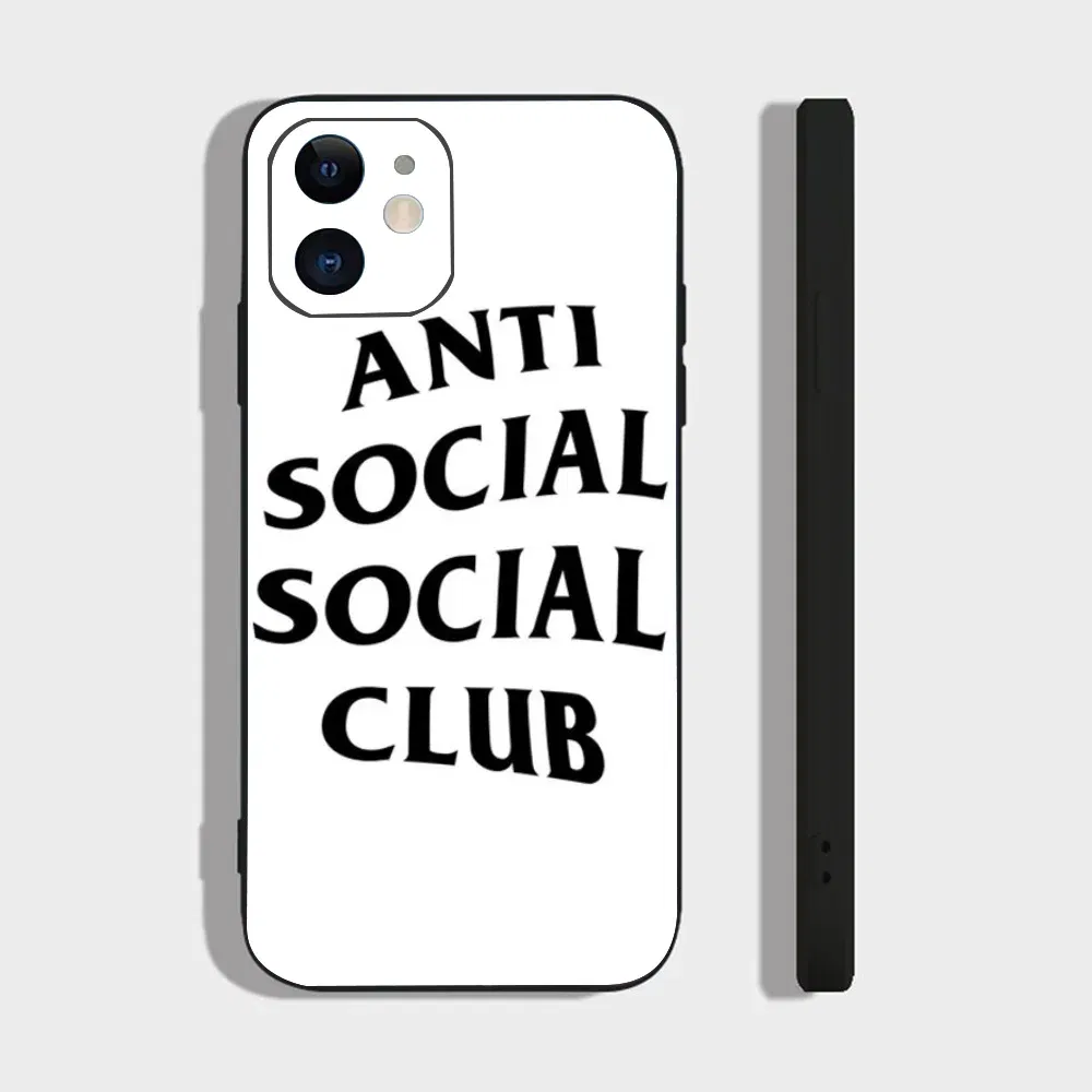 Color: Clear, Material: PC - Anti Social Social Club Phone Case For IPhone 16 15 14 13 Pro Max 11 12 Mini X Xs XR Se 2022 Black Silicone Cover