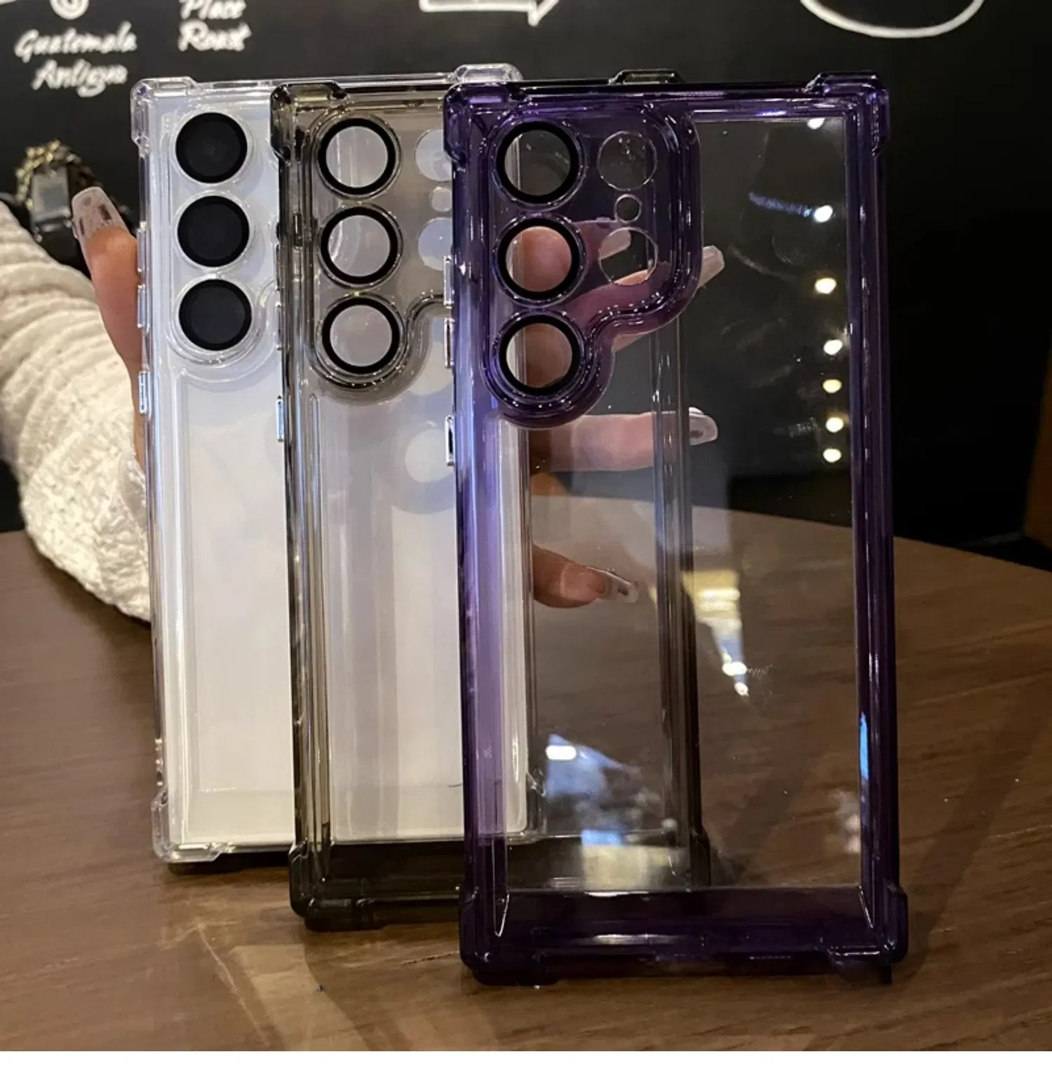 Color: black, Material: aluminum - Luxury Shockproof Clear Acrylic Case For Samsung Galaxy S24 S23 FE S22 Plus S24 Ultra A34 A54 A15 A25 A35 A55 A53 5G Hard Cover