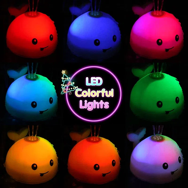 Color: Black - Upgraded Baby Rechargeable Bath Toy with Waterproof Light Up Whale Spray Water Bathtub for Toddlers Kids Pool Bathroom Toys