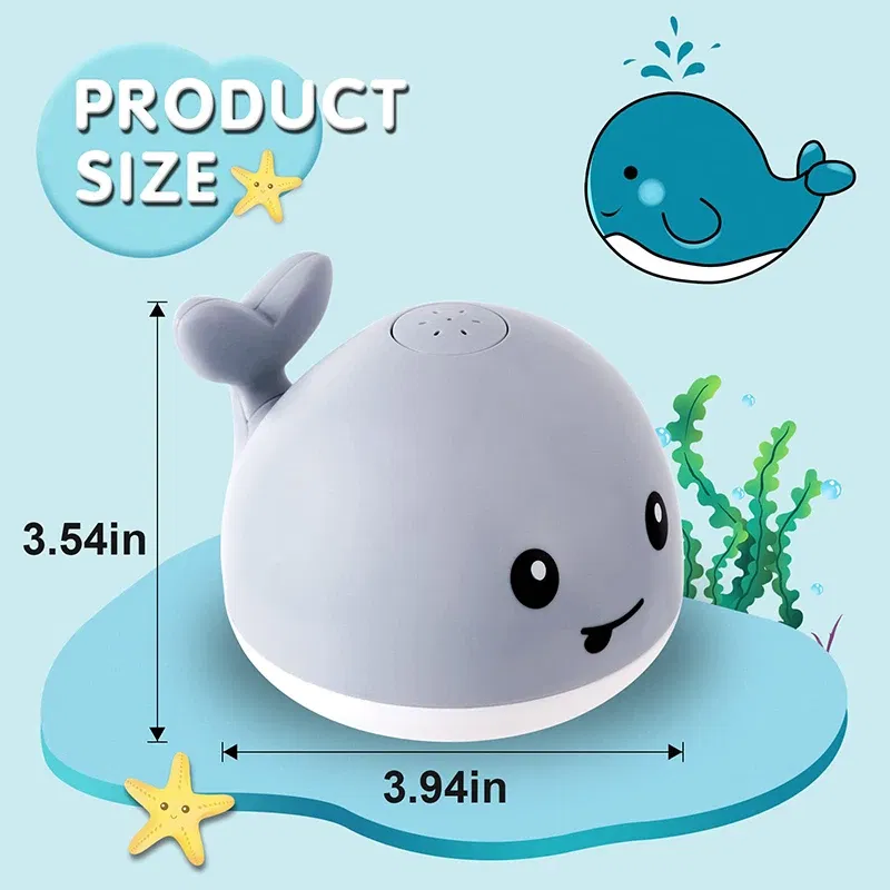 Color: black - Upgraded Baby Rechargeable Bath Toy with Waterproof Light Up Whale Spray Water Bathtub for Toddlers Kids Pool Bathroom Toys