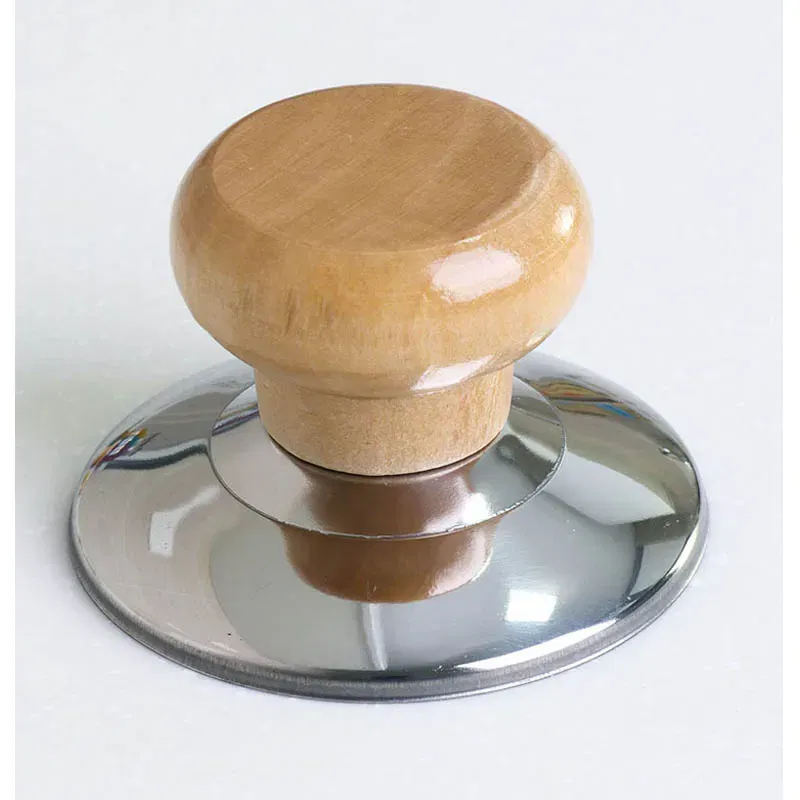 Color: light yellow - High-grade Solid Wood Pot Lid Handle Accessories Lid Button