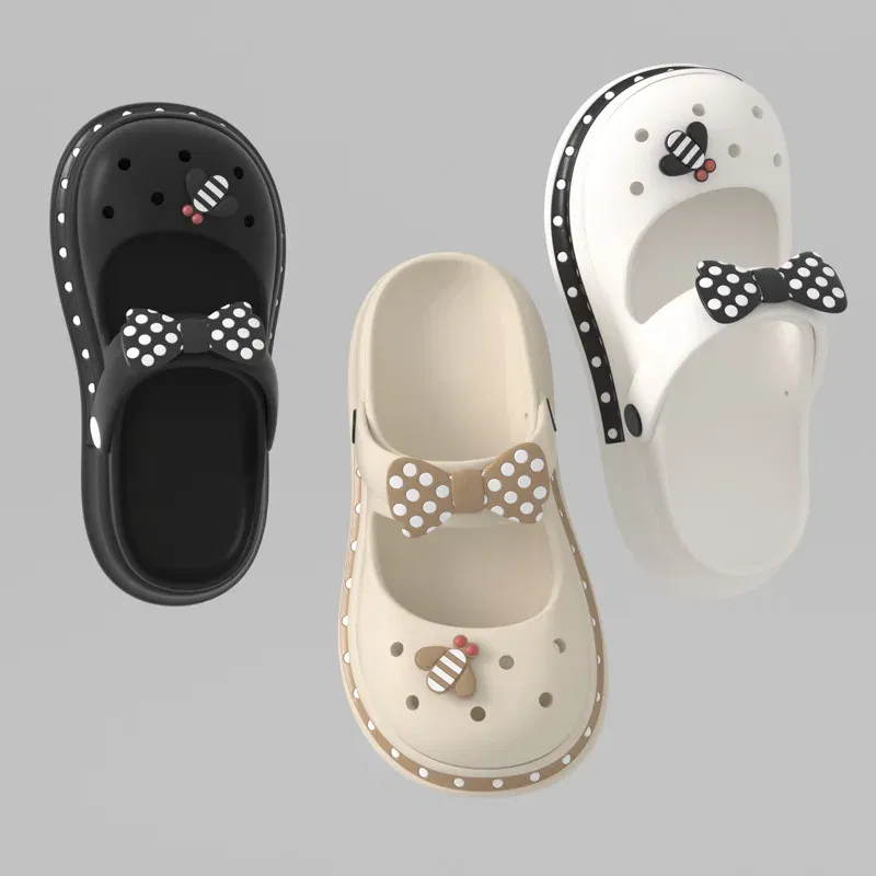 Color: Straw, Shoe Size: 3 - Casual Platform Slippers Women Home Flat Summer Cute Bow Designer Shoes Girls Fashion Popular Footwear House Lovely Thick Bottom