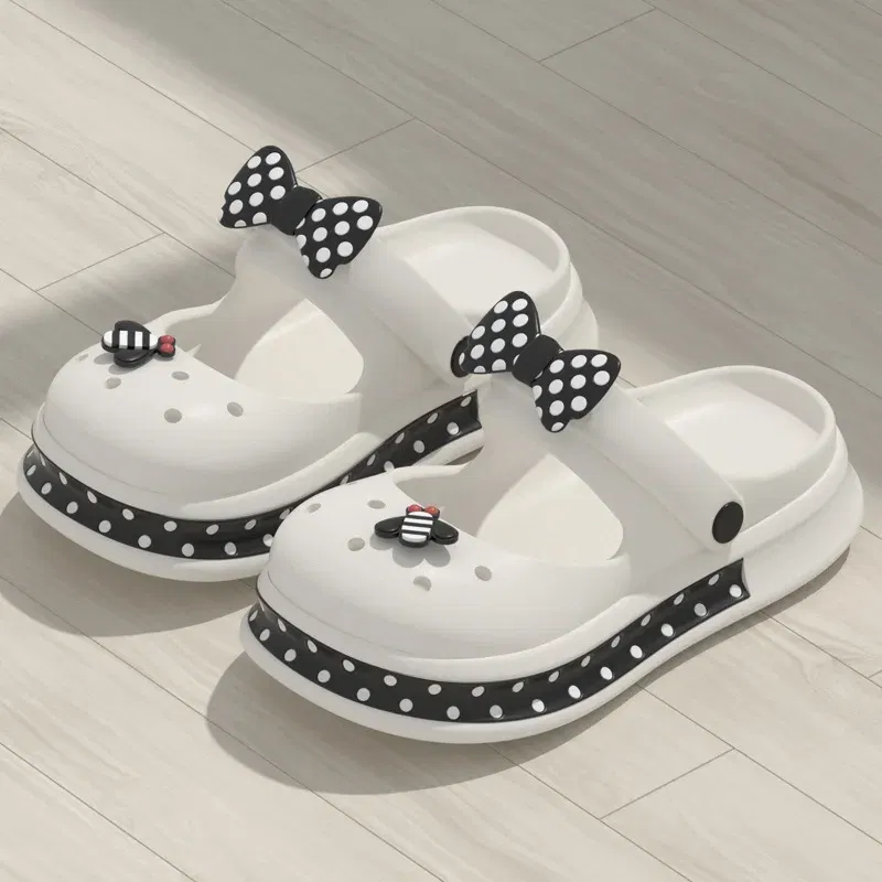 Color: Straw, Shoe Size: 3 - Casual Platform Slippers Women Home Flat Summer Cute Bow Designer Shoes Girls Fashion Popular Footwear House Lovely Thick Bottom