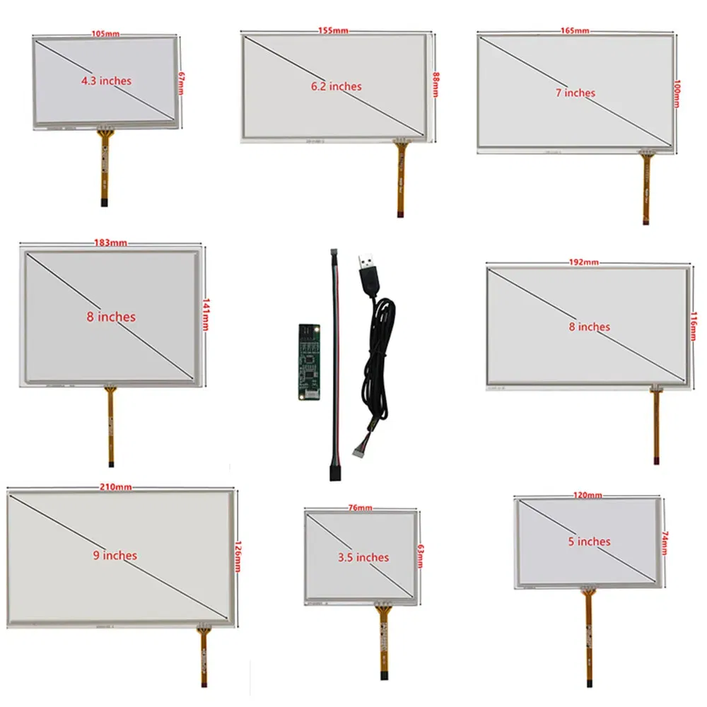 Color: Brown - 3.5/4.3/5/6.2/7/8/9/10.1 Inch Raspberry Pi Industrial Equipment PC Car Resistance Digitizer Touch Screen Panel USB Driver Board