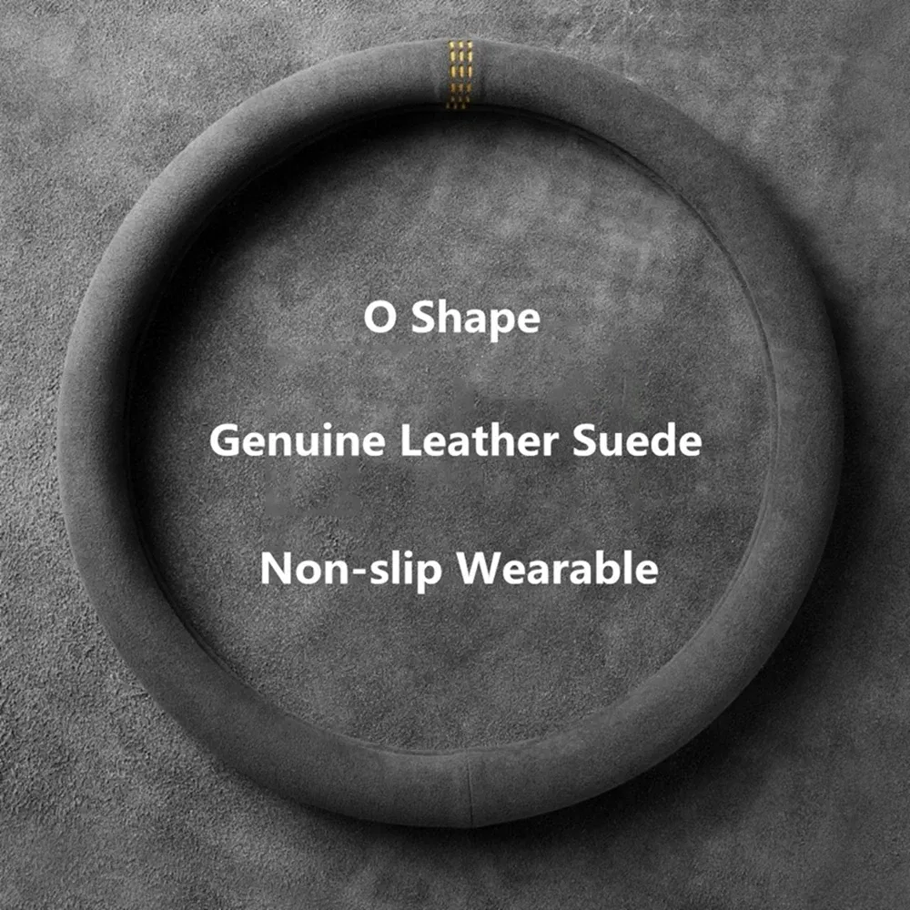 Color Name: Yellow - 38cm Suede Leather Car Steering Wheel Cover Wear-Resistant For BMW E90 F01 F06 F10 F15 F16 F20 F21 F25 F26 F30 F32 F82 M3 G20 X5