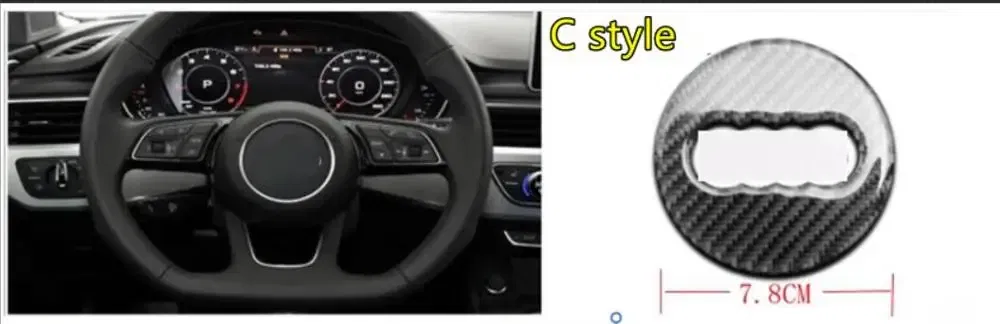 Color Name: GRAY - Car Carbon Fiber Steering Wheel Logo Sticker Frame Cover For Audi A1 A3 A4 A5 A6 A7 Q3 A6 C7 Q5 A8 Q7 B6 B7 Auto Accessories