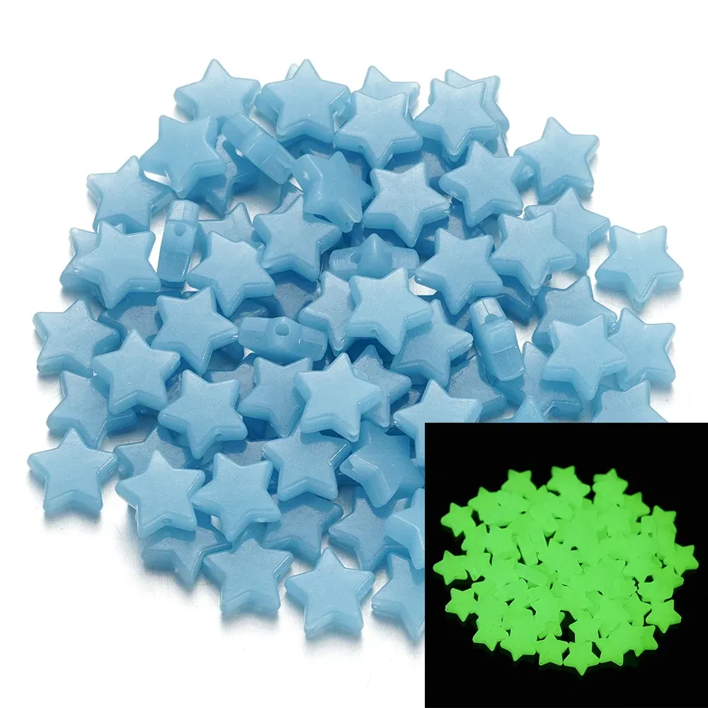 Color: Pink, Item Diameter: 2mm - 50Pcs Luminous Star Beads Heart Shape Acrylic Beads Loose Spacer Beads for Jewelry Making DIY Bracelet Necklace Accessories