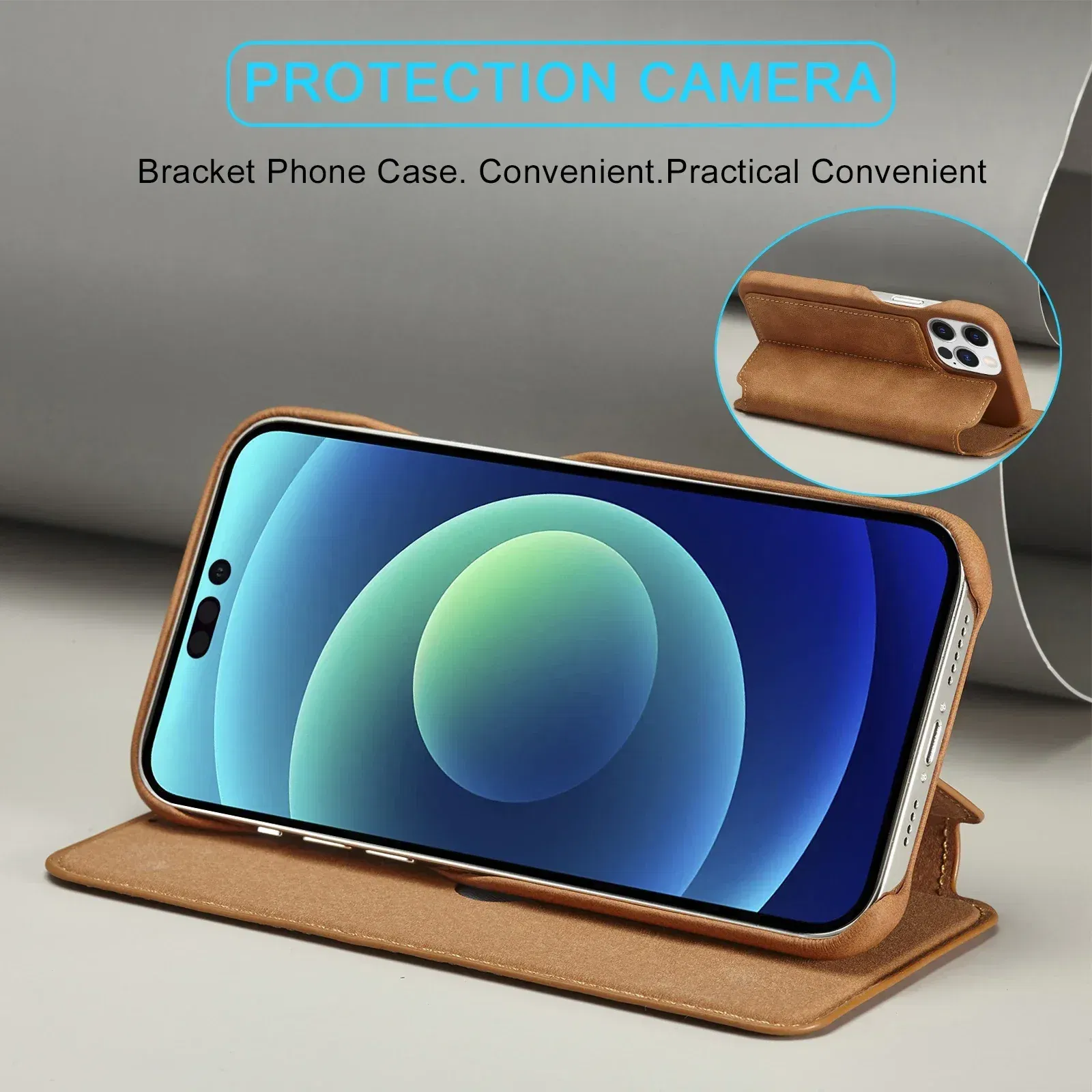 Color: Blue, Compatibility by Model: iPhone 12 - Leather Flip Wallet Phone Cover for IPhone 17E 14 15 16 Pro Max 13 12 Mini 11 XS X XR 8 7 Plus SE 2022 Slim Card Slots Book Bag