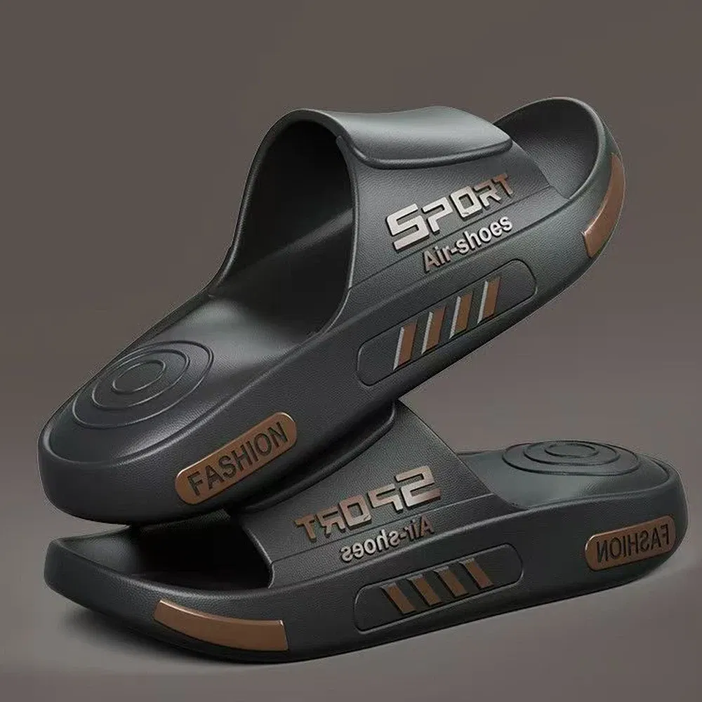 Color: Brown, Shoe Size: 46-47, Ships From: CHINA - BASATU Fashion Men's Slippers PVC Soft Sole Non-slip Slides Casual Outdoor Beach Flip Flops Home Bathroom Sandal Couples Slipper