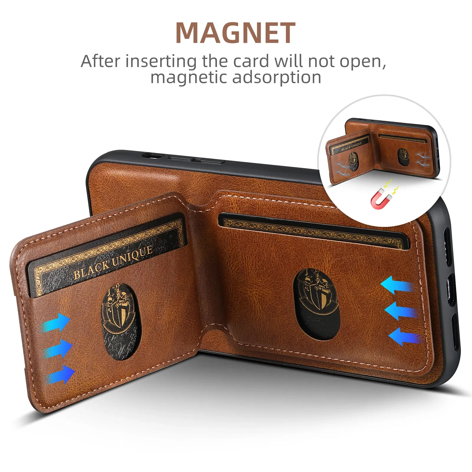 Color: Blue, Material: PU - SUTENI Card Holder Leather Magnetic Pocket Cover Wallet Phone Case For iPhone X XS XR 11 12 13 14 15 Pro Max Plus