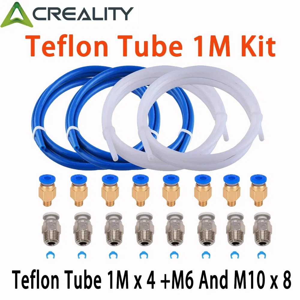 Color: Red - Creality 1M 2M 3D Printer PTFE Tube Bowden Tubing Upgrades with 8x PC4-M6/PC4-M10 3D Printer Bowden Tube  for 1.75mm Filament