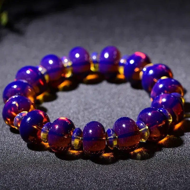 Metal Color: Hot Stamping - Amber Baltic Certificate Violet Bracelet Original Stone Amber Beads Bracelets for Men and Women Beeswax Bracelets