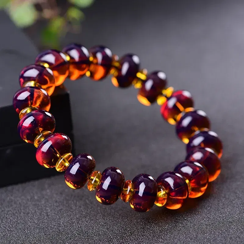 Metal Color: Hot Stamping - Amber Baltic Certificate Violet Bracelet Original Stone Amber Beads Bracelets for Men and Women Beeswax Bracelets