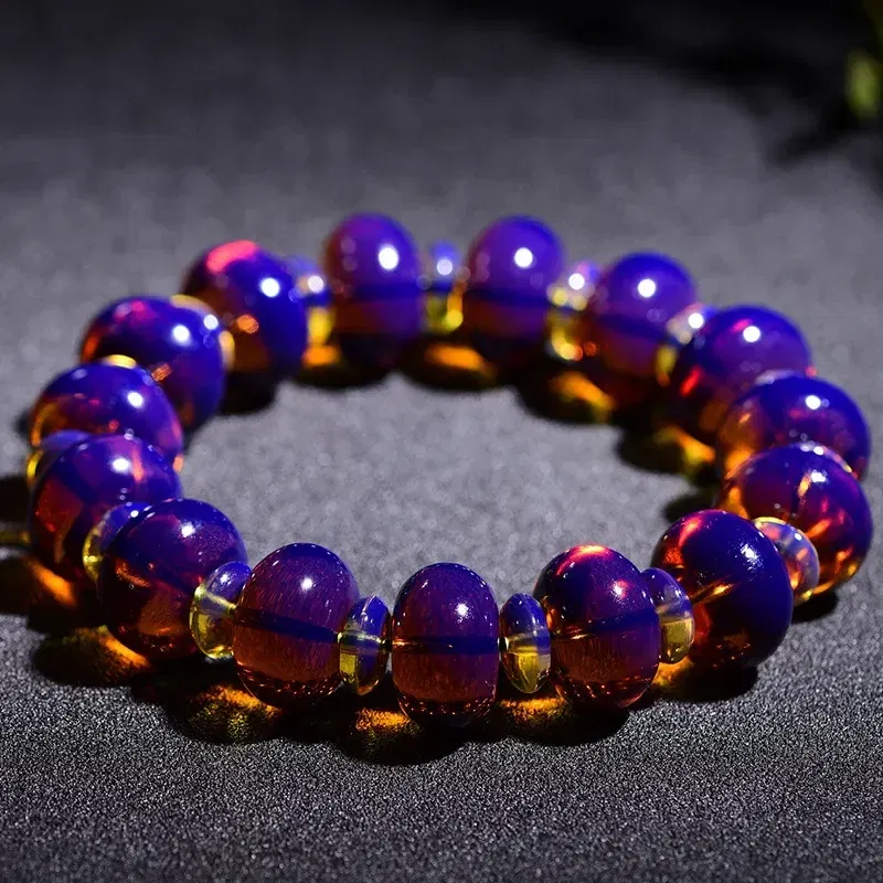 Metal Color: Hot Stamping - Amber Baltic Certificate Violet Bracelet Original Stone Amber Beads Bracelets for Men and Women Beeswax Bracelets
