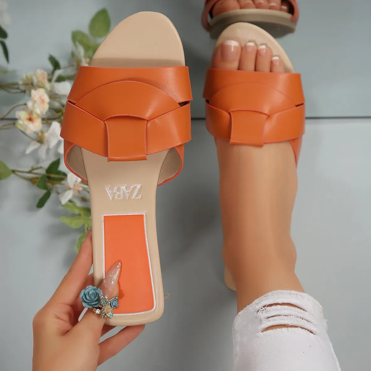 Color: Beige, Shoe Size: 37 - New Fashion Slippers Women Sexy Flat Sandals Casual Ladies Sand Beach Slippers Elegant Fish Mouth Slippers Women