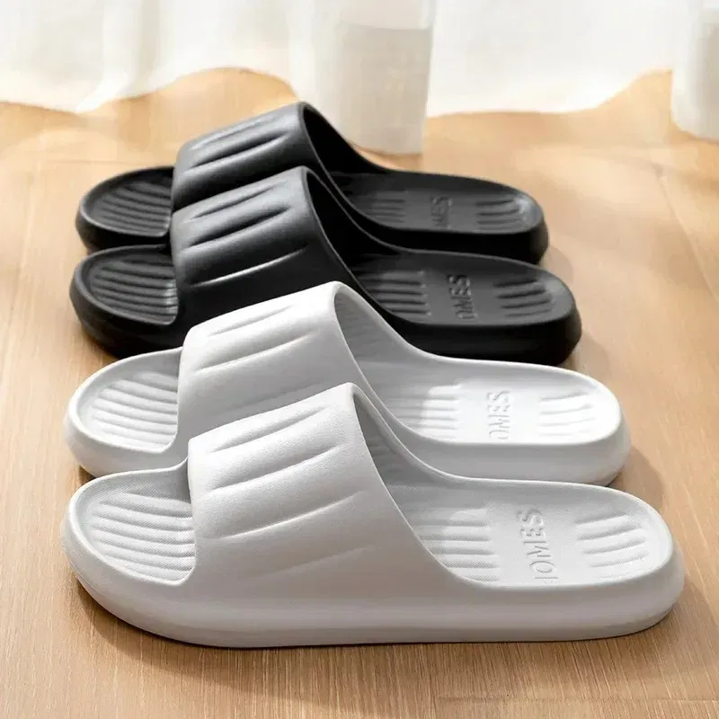 Color: black, Shoe Size: 40 - Home Slippers Women Men Summer Sandals Soft EVA Slides Beach Flip Flops Couples Bathroom Non-slip Shoes