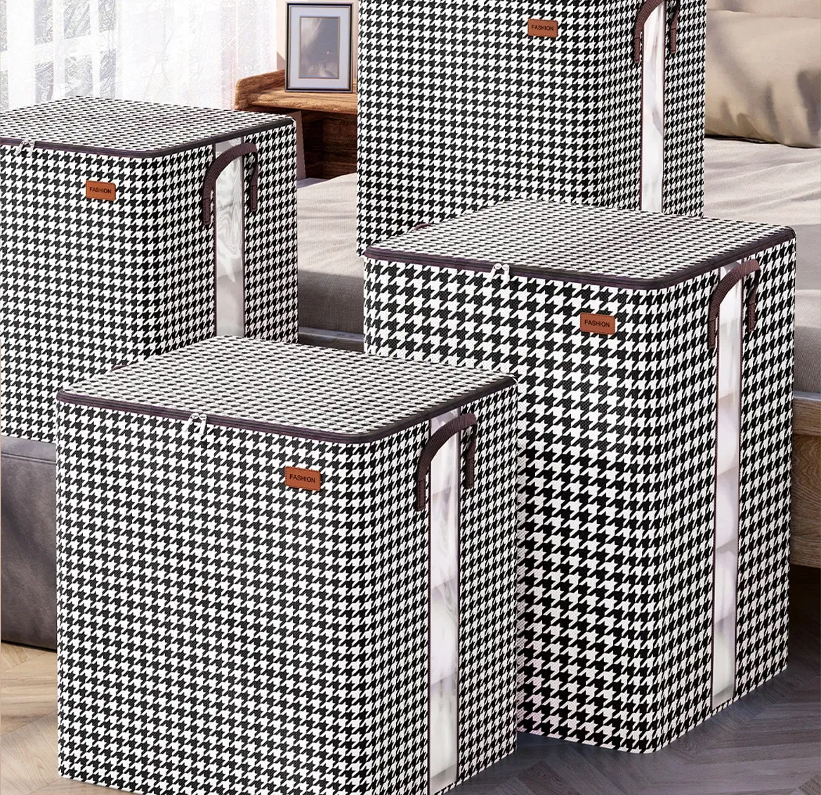 Color: Sky blue - 1Pcs Foldable Clothes Organizer Clothes Storage Bags Large Capacity Quilt Moving Box Tote Bag Dustproof Clothing Wardrobe Home